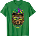Bear Animal Lover Cute Mardi Gras Carnival Jester T-Shirt, Men, Kelly Green, Small - As Pictured