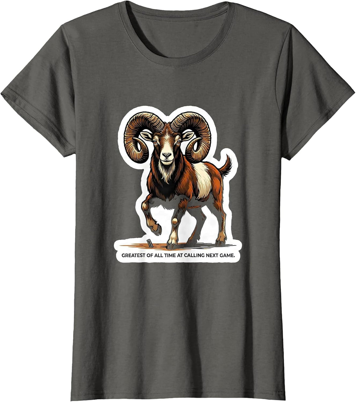 Women's Greatest Of All Time At Calling Next Game Goat Lover T-Shirt - Asphalt Grey