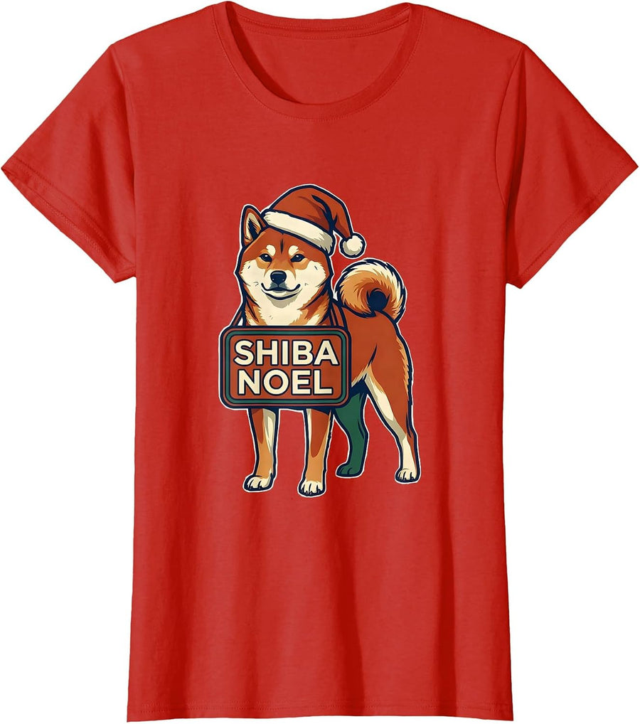 Women's Shiba Noel Funny Christmas Dog Breed Lover Gift T-Shirt - Red