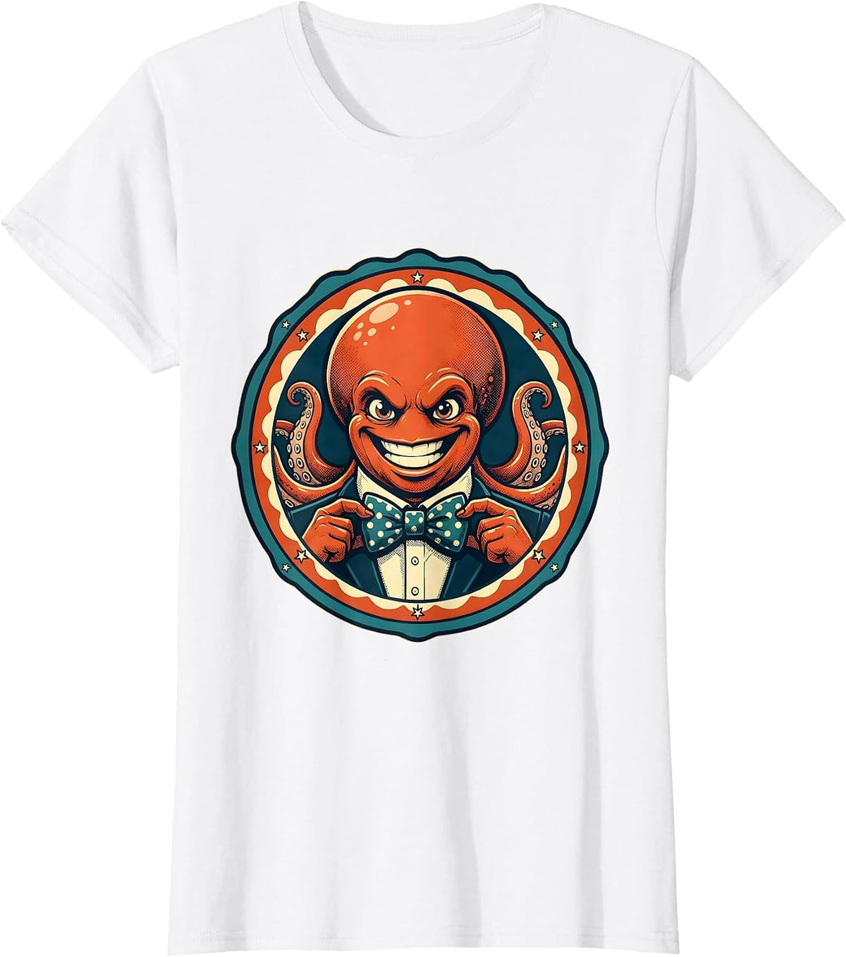 Women's Suave Octopus Bow Tie Rizz Autism Awareness T-Shirt - White