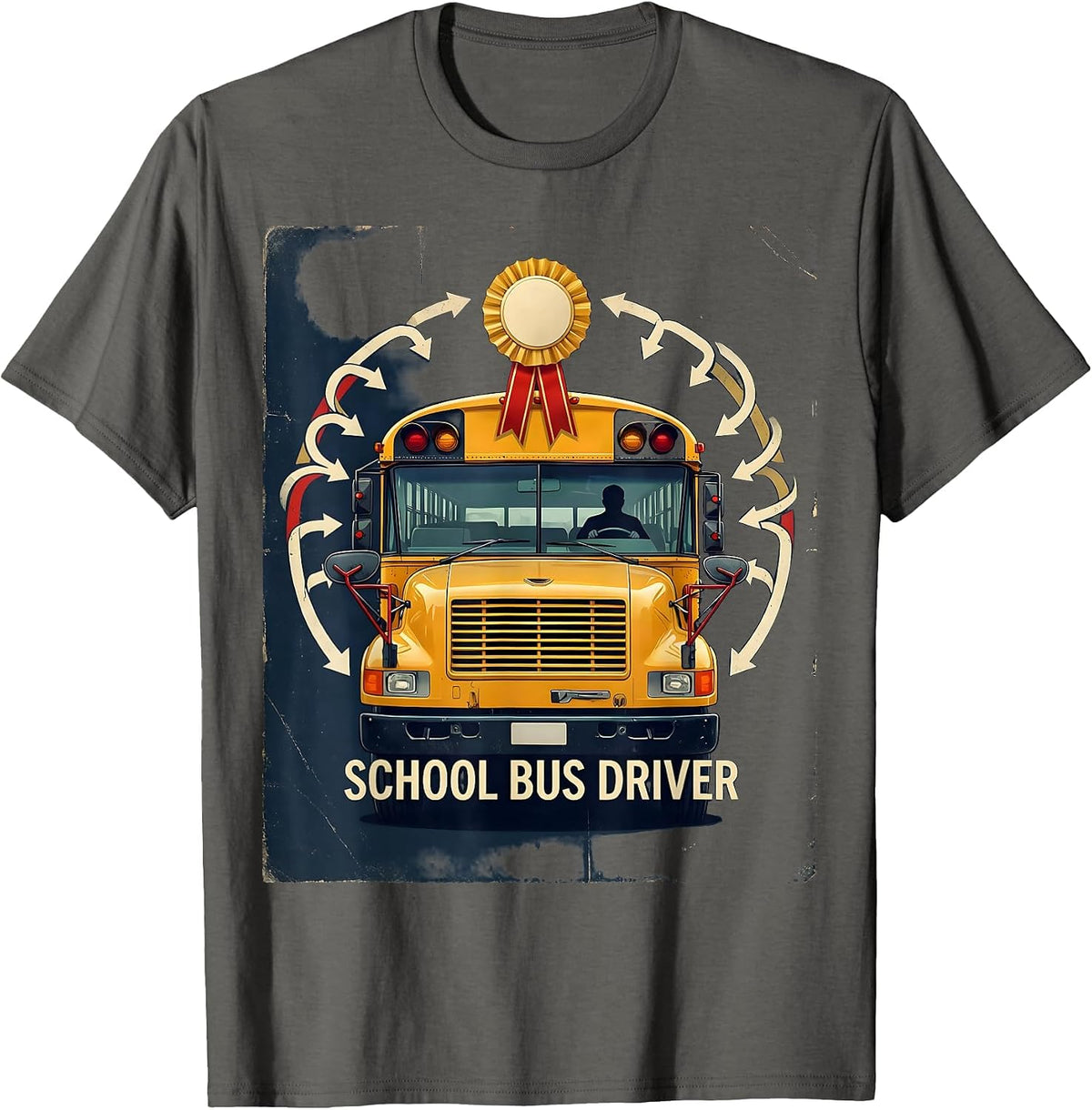 Men's Vintage School Bus Driver Funny Transportation Squad T-Shirt - Asphalt Grey