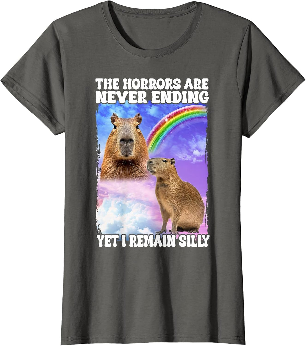 The Horrors are Never Ending Yet I Remain Silly Capybara T-Shirt - Asphalt Grey