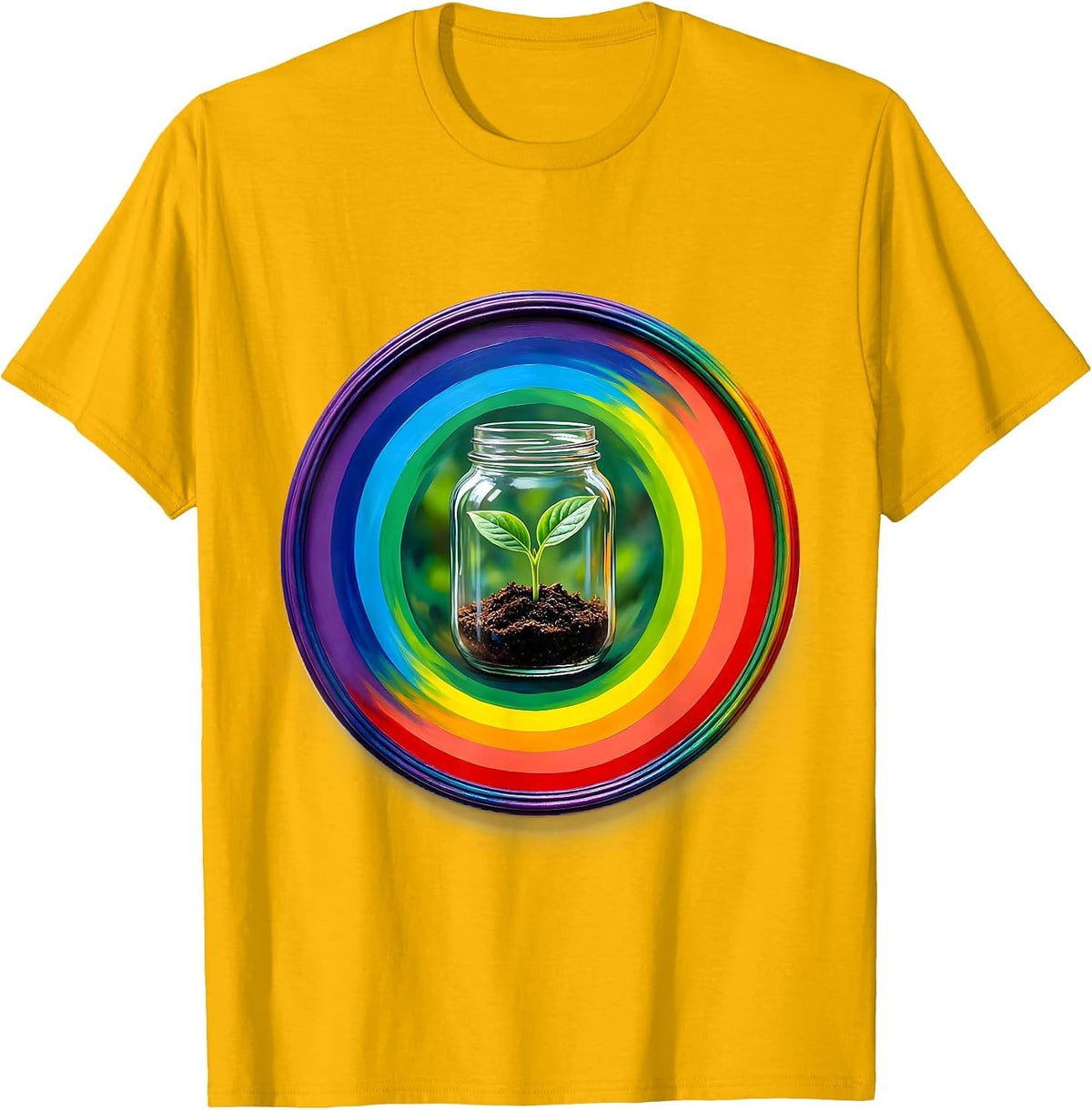 Autism Awareness Seedling in Glowing Jar Design T-Shirt - Golden Yellow