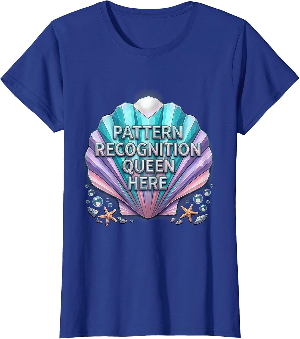Women's Pattern Recognition Queen Autism Awareness Design T-Shirt - Royal Blue