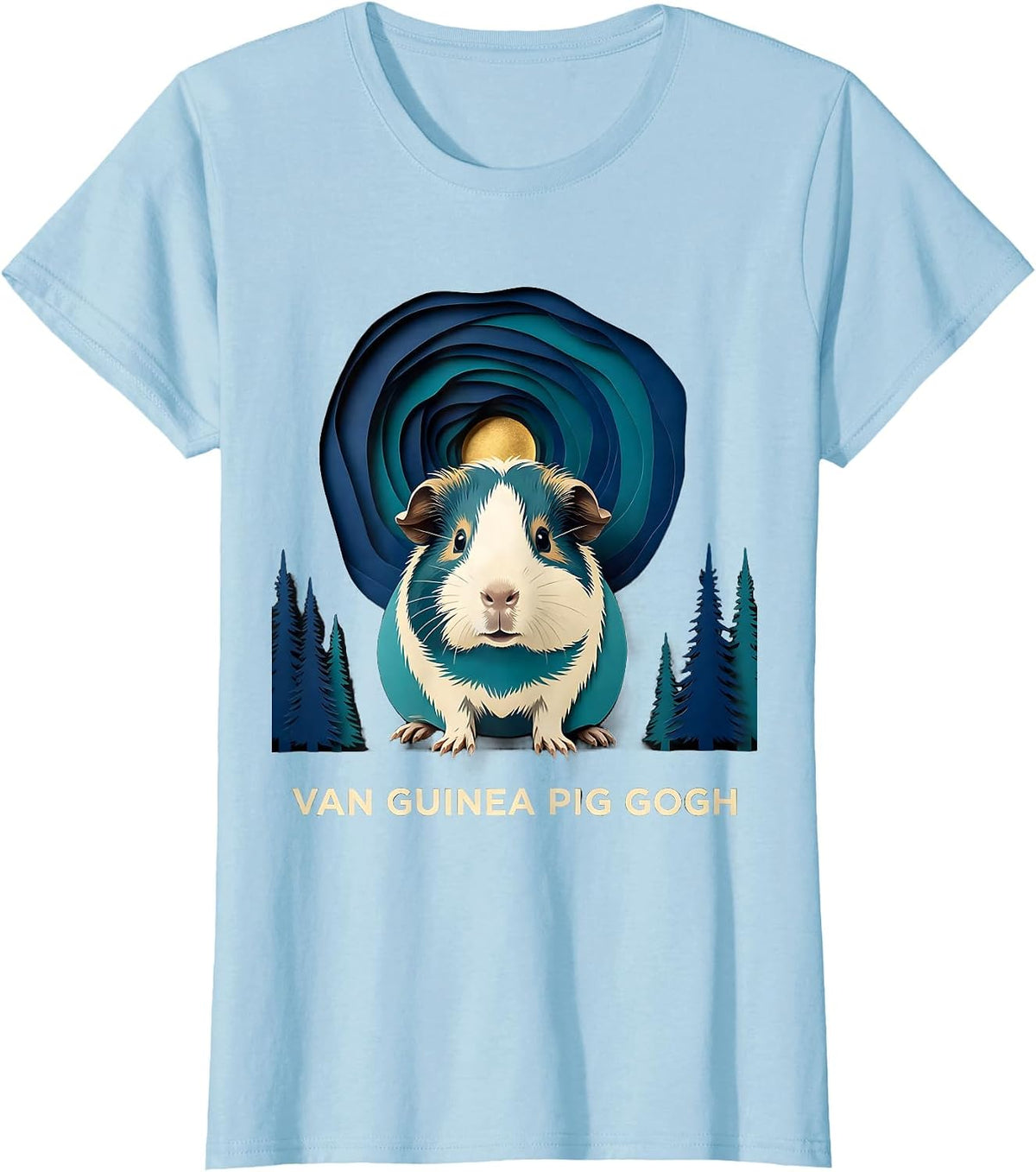Van Guinea Pig Gogh Whimsical Art Meme Animal Lover Gift T-Shirt - Baby Blue
