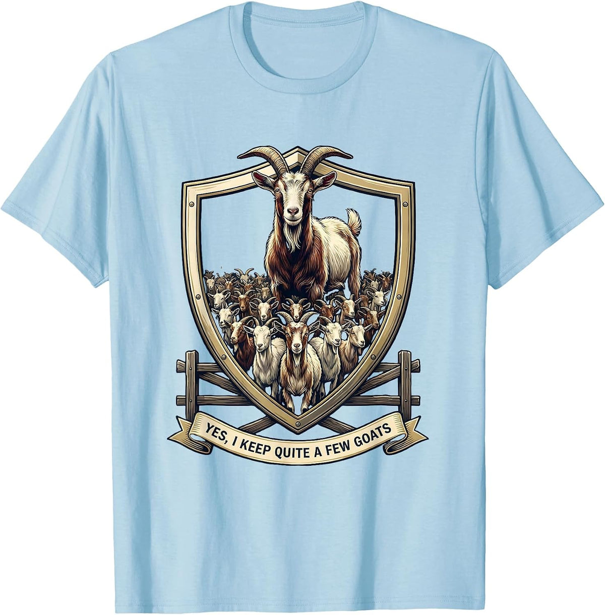 Men's Yes I Keep Quite A Few Goats Funny Goat Lover Farm Animal T-Shirt - Baby Blue