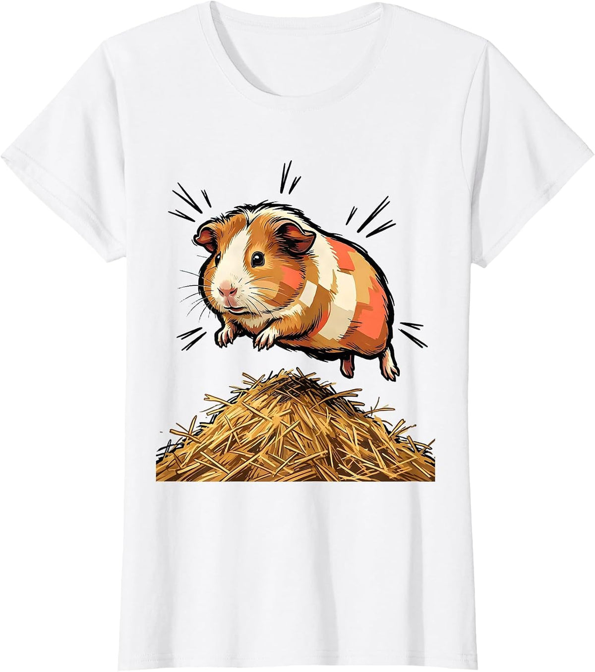 Rounded Guinea Pig Joy Marker Outline Farm Animal Lover Gift T-Shirt - White