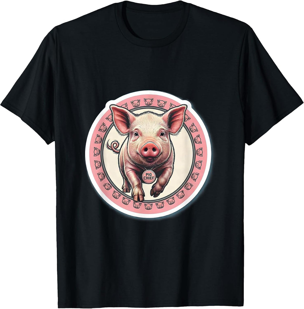 Men's Pig Chief Funny Pig Lover Halloween Costume Humor T-Shirt - Black