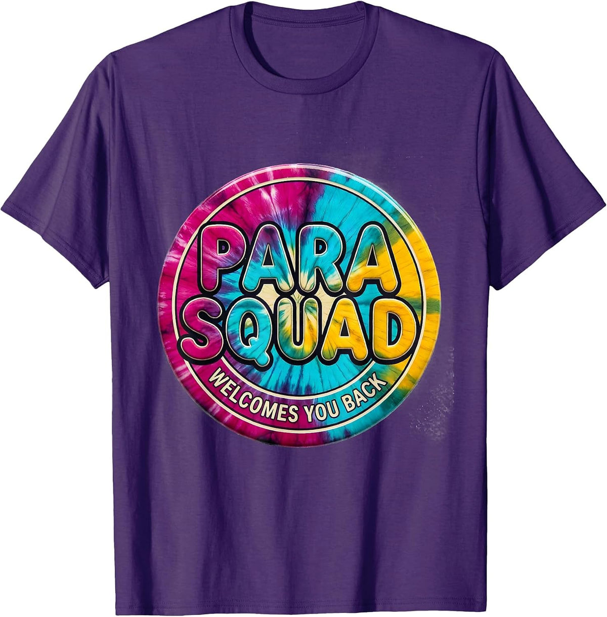 Men's Para Squad Welcomes You Back Tie Dye Back To School T-Shirt - Purple