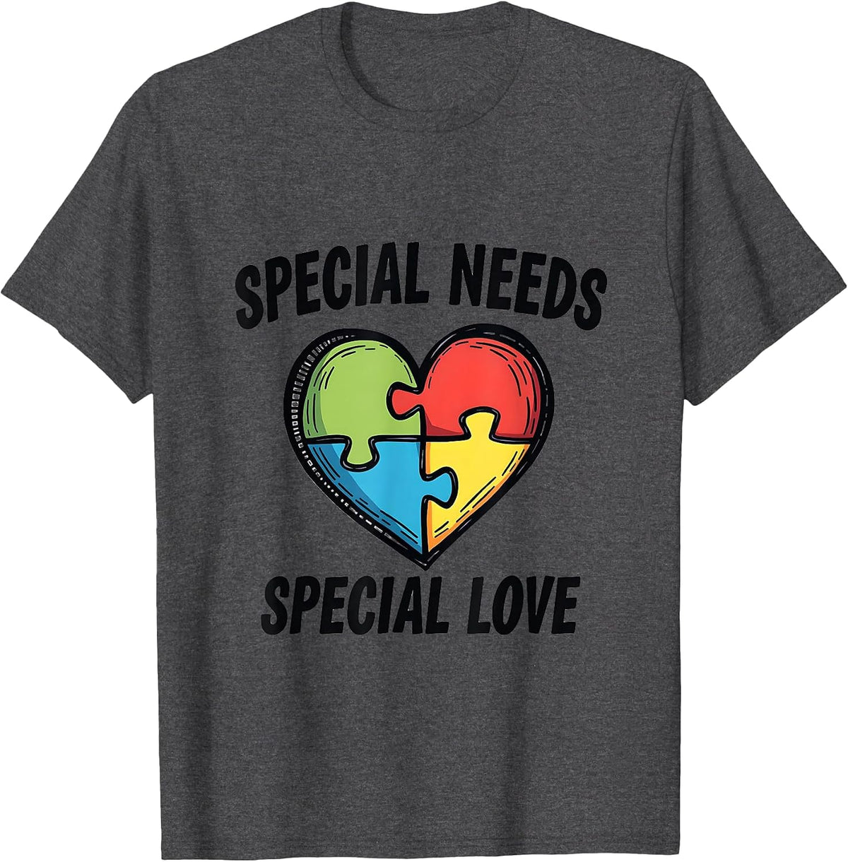 Special Needs Special Love Special Ed Teacher Design T-Shirt - Dark Heather Grey
