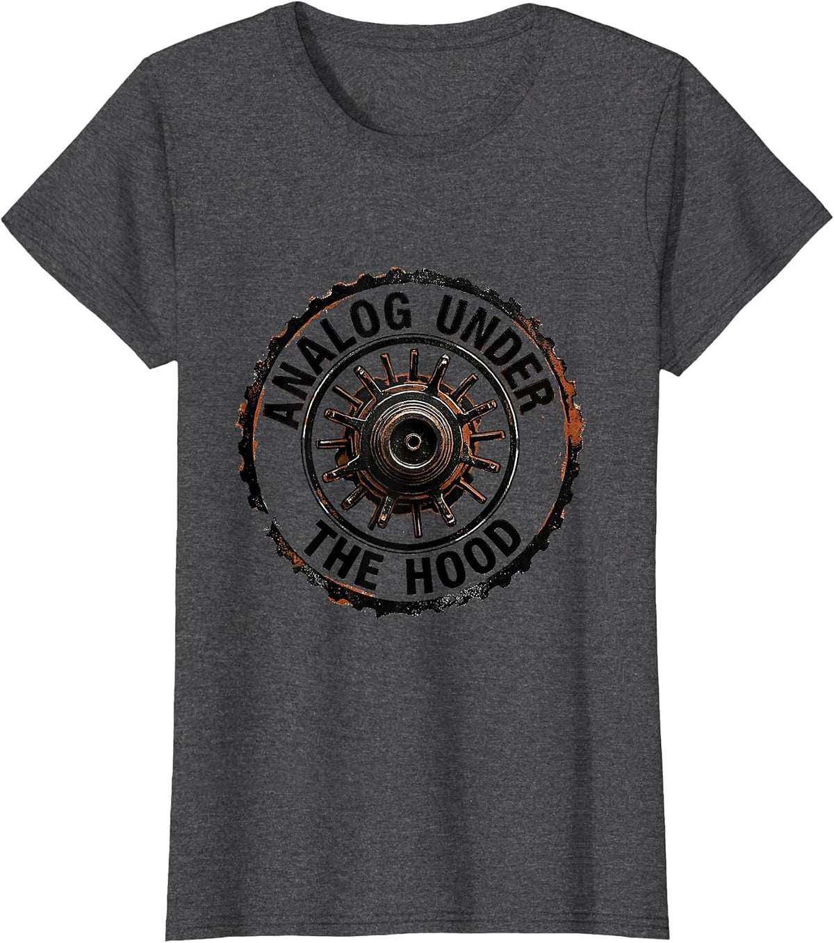 Women's Analog Under The Hood Vintage Retro Classic Car Racing T-Shirt - Dark Heather Grey