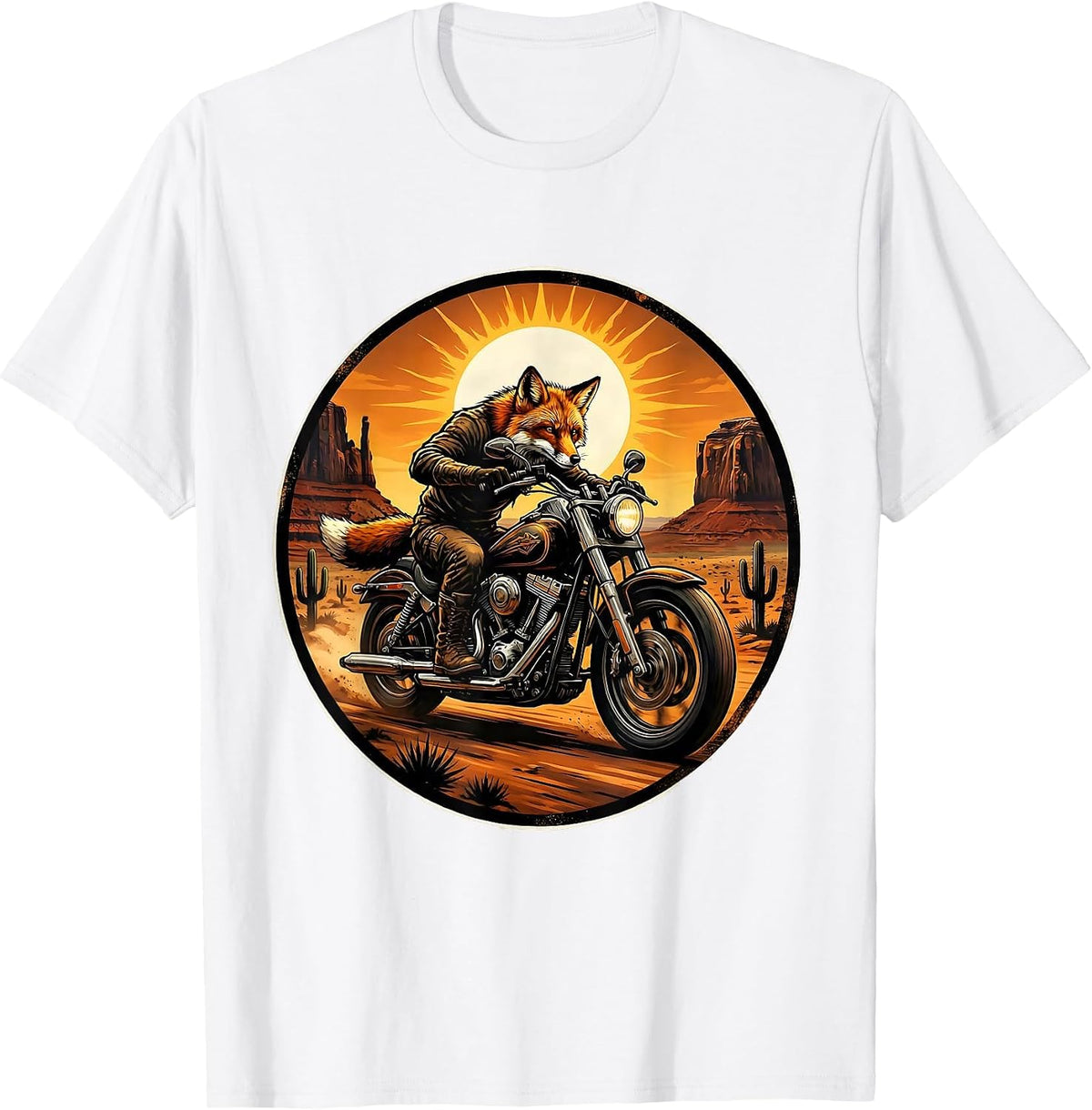 Men's Fox Rider Desert Motorcycle Graphic Tee T-Shirt - White