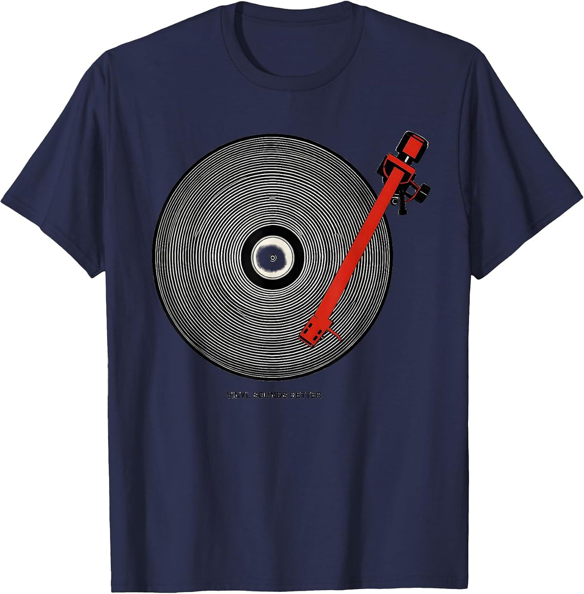 Vinyl Sounds Better Op Art Moire DJ Music Lover Gift T-Shirt - Navy Blue