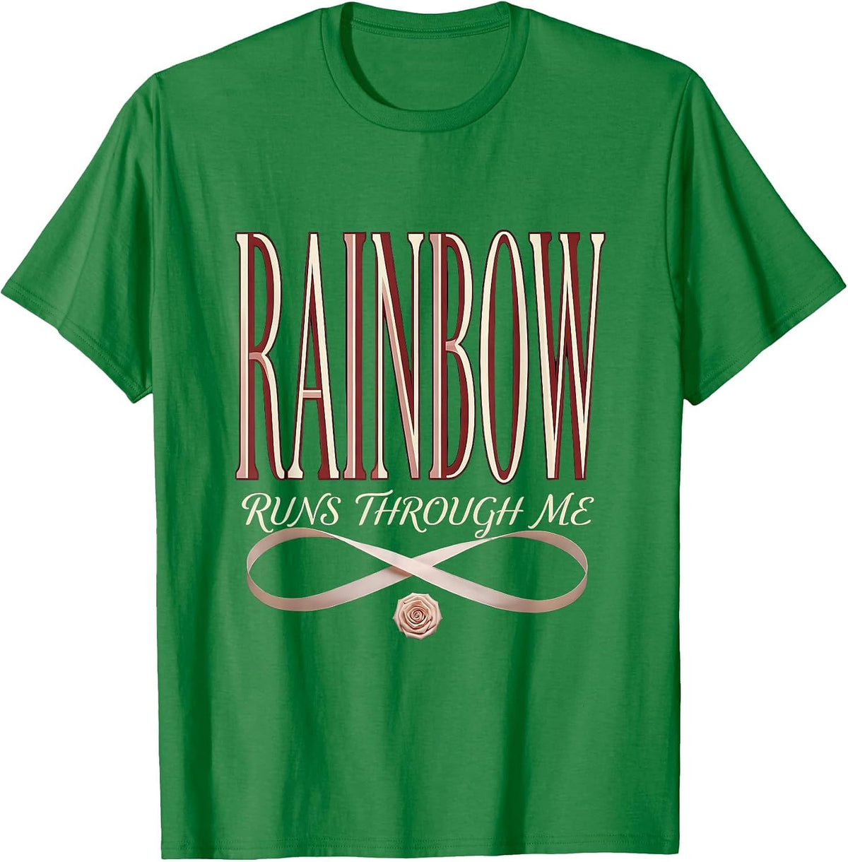 Men's Rainbow Runs Through Me Pride Graphic Design T-Shirt - Kelly Green