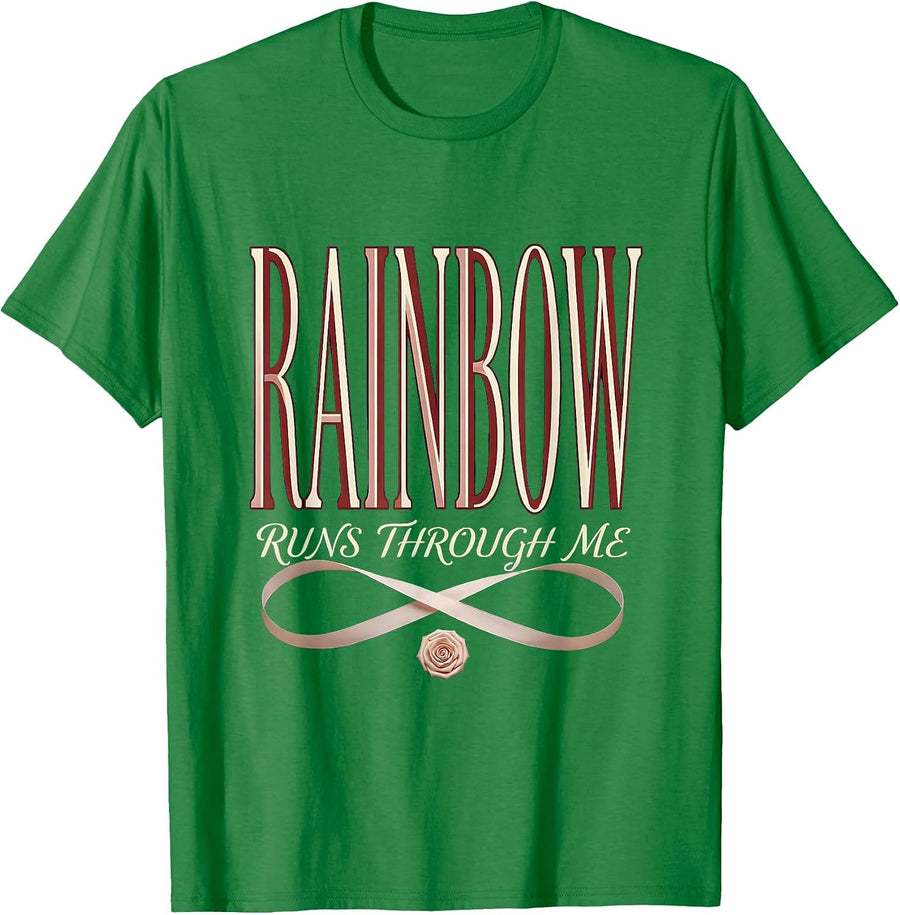 Men's Rainbow Runs Through Me Pride Graphic Design T-Shirt - Kelly Green