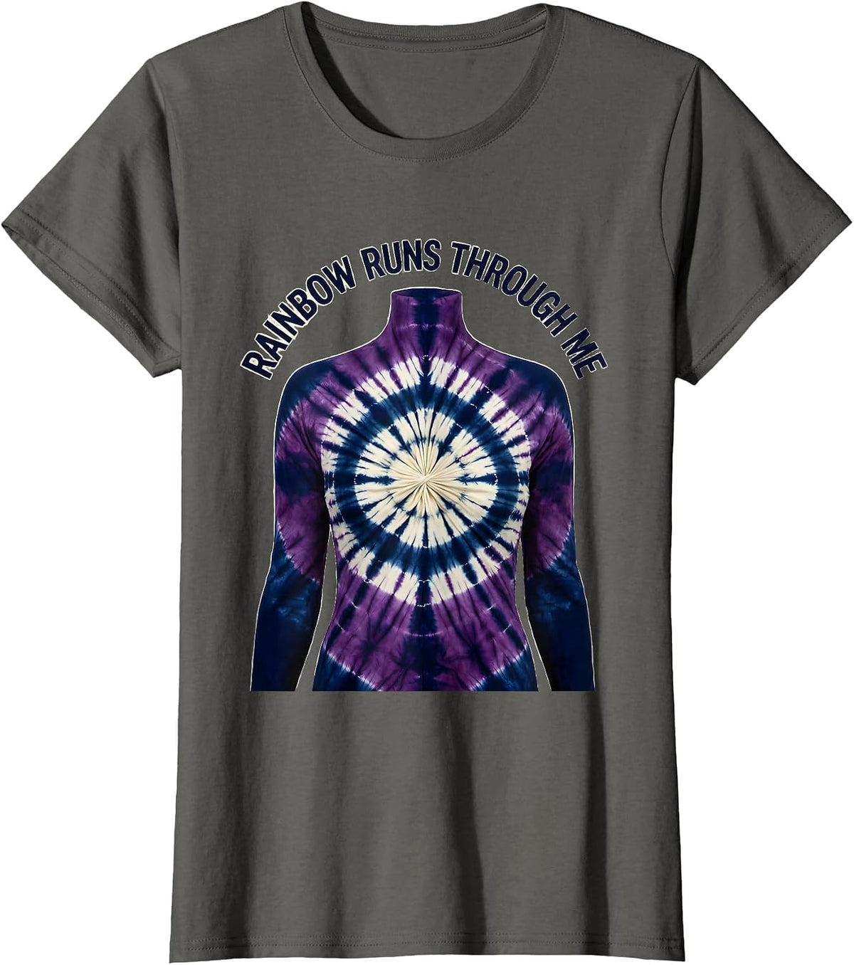 Women's Rainbow Runs Through Me Pride Design T-Shirt - Asphalt Grey
