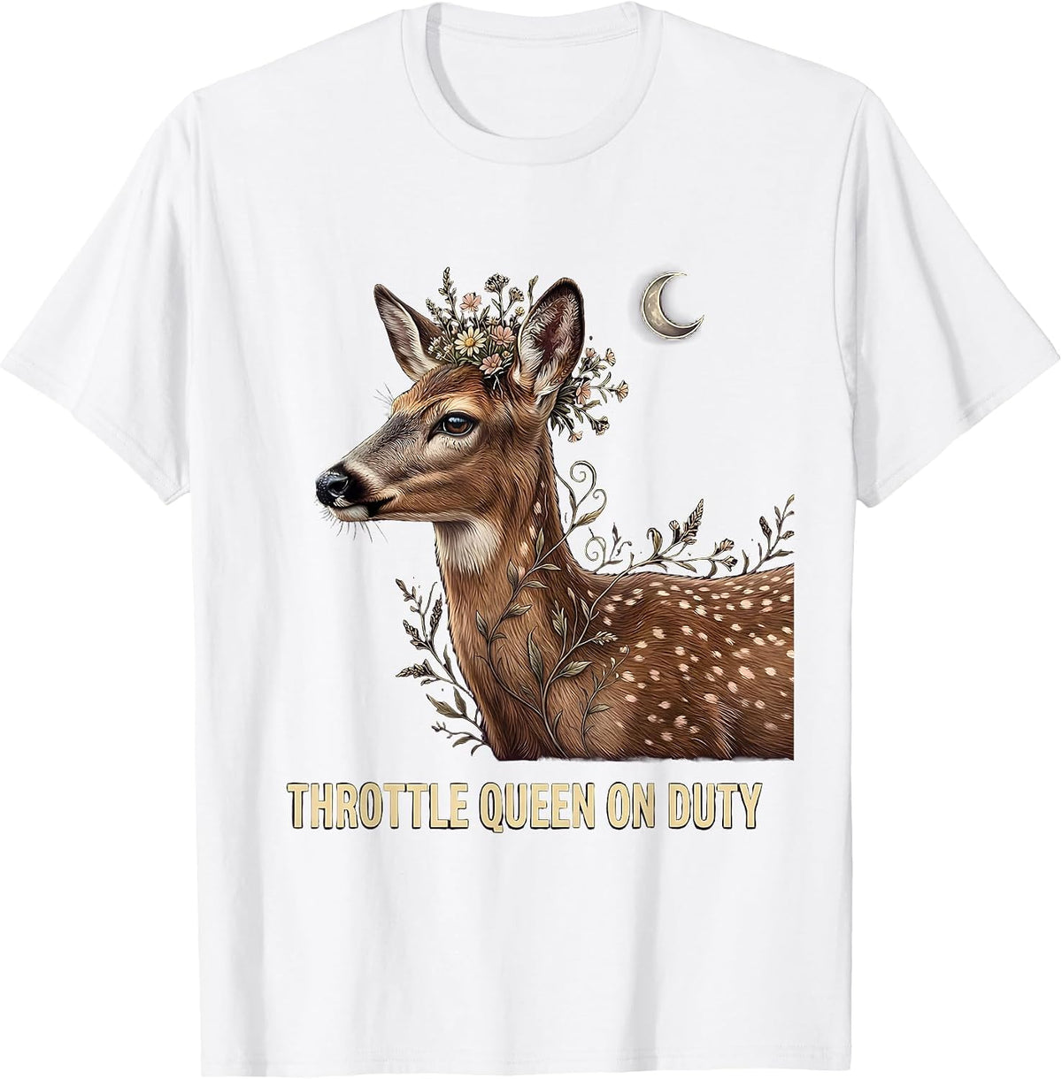 Men's Throttle Queen On Duty Motorcycle Rider Design T-Shirt - White