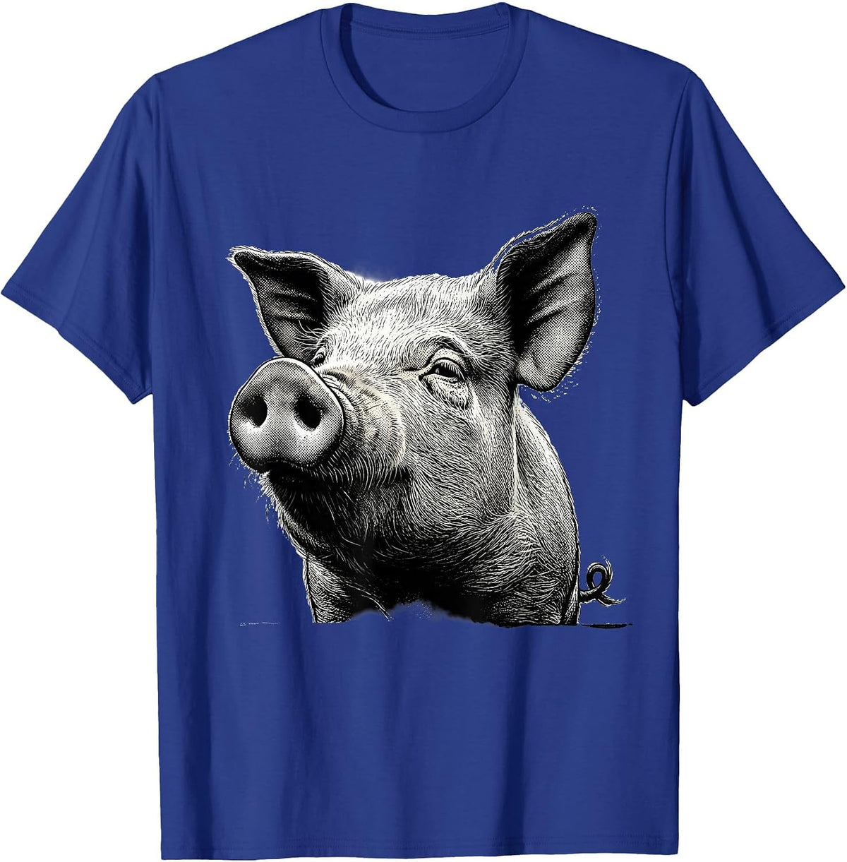 Oversized Pig Head Cute Farm Animal Lover Humor T-Shirt - Royal Blue