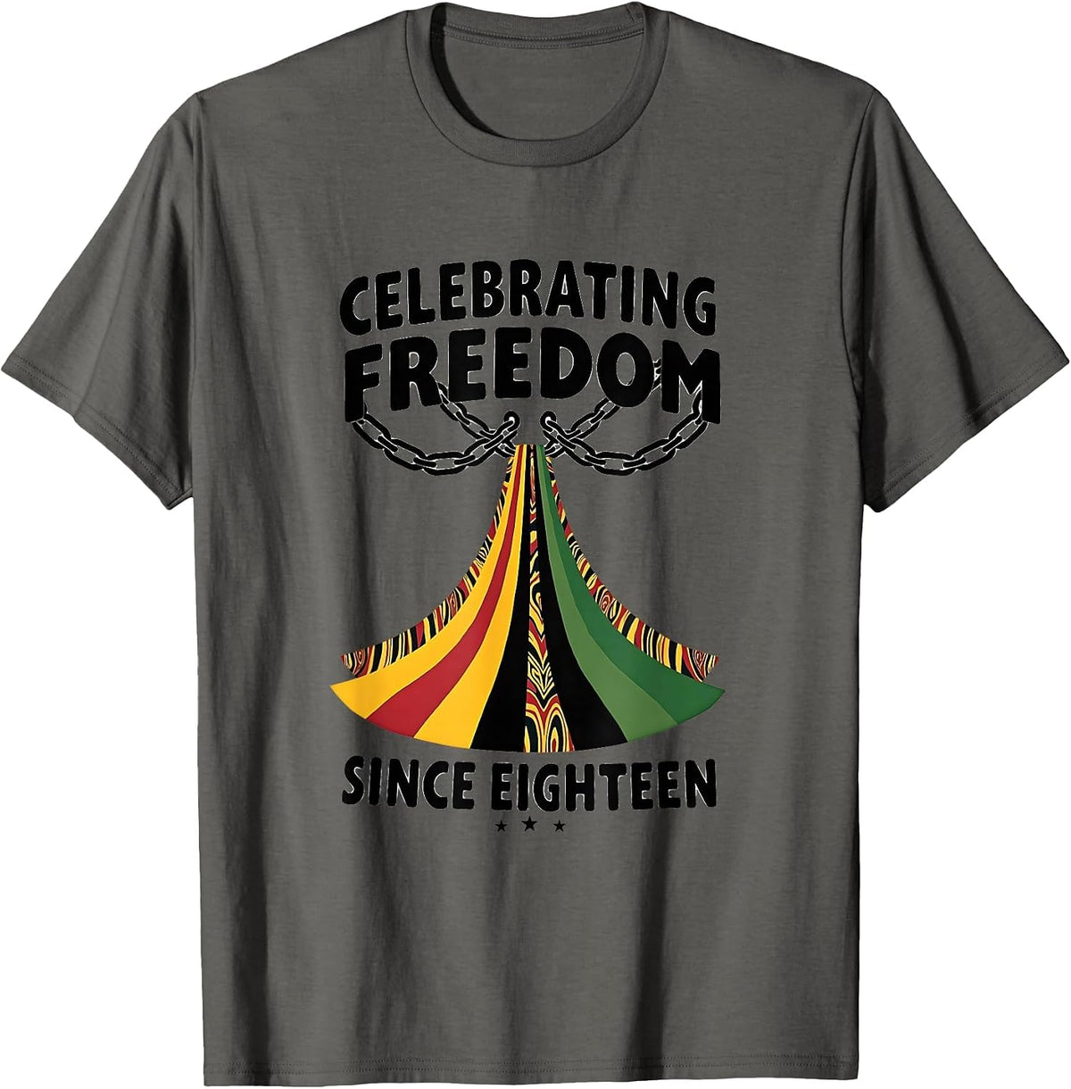 Celebrating Freedom Since Eighteen Juneteenth T-Shirt - Asphalt Grey