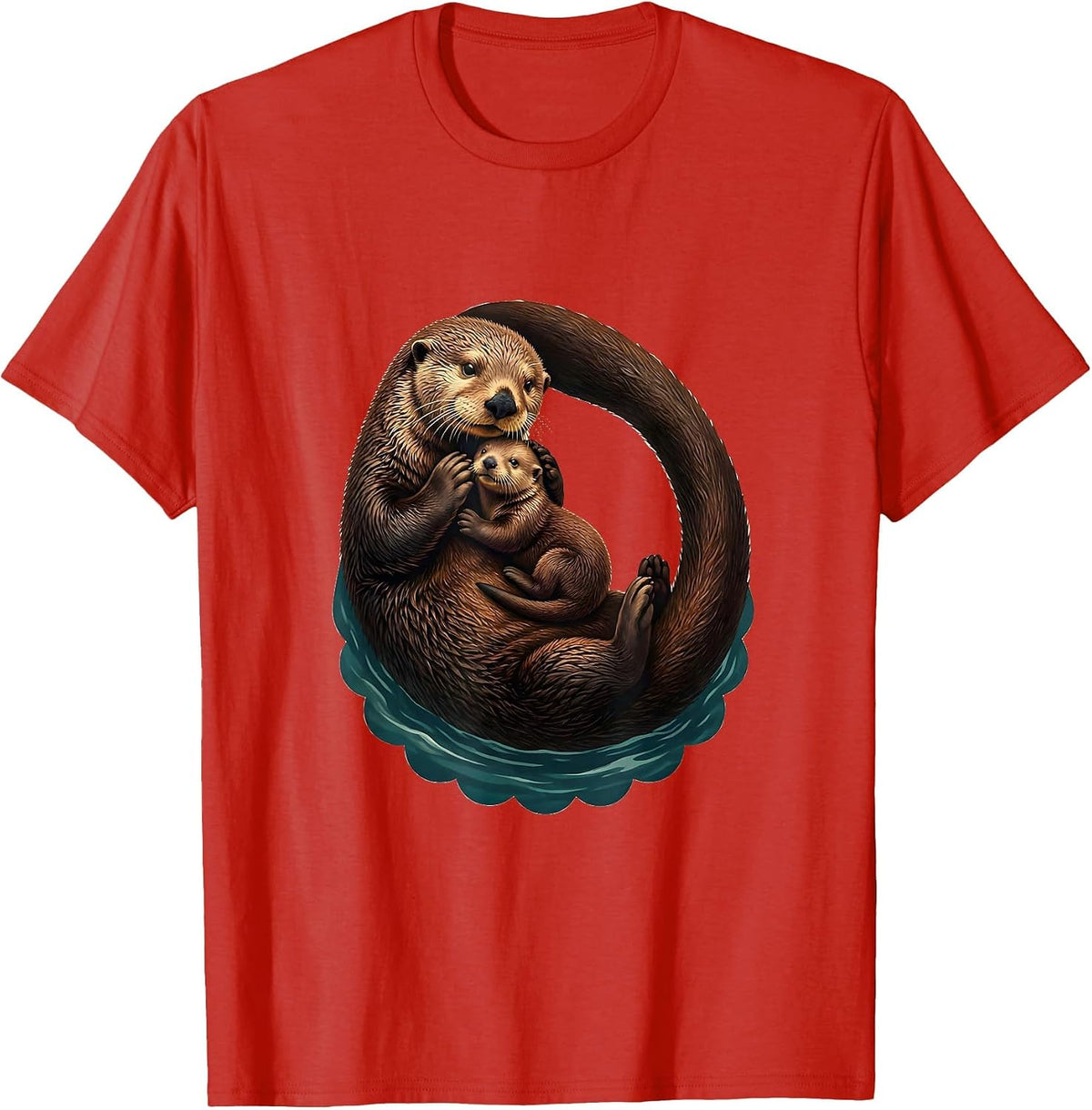Men's Belly-Up Sea Otter Vintage Otter Lover Gift T-Shirt - Red