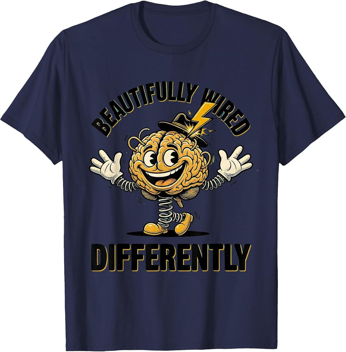 Beautifully Wired Differently Neurodiversity Design T-Shirt - Navy Blue