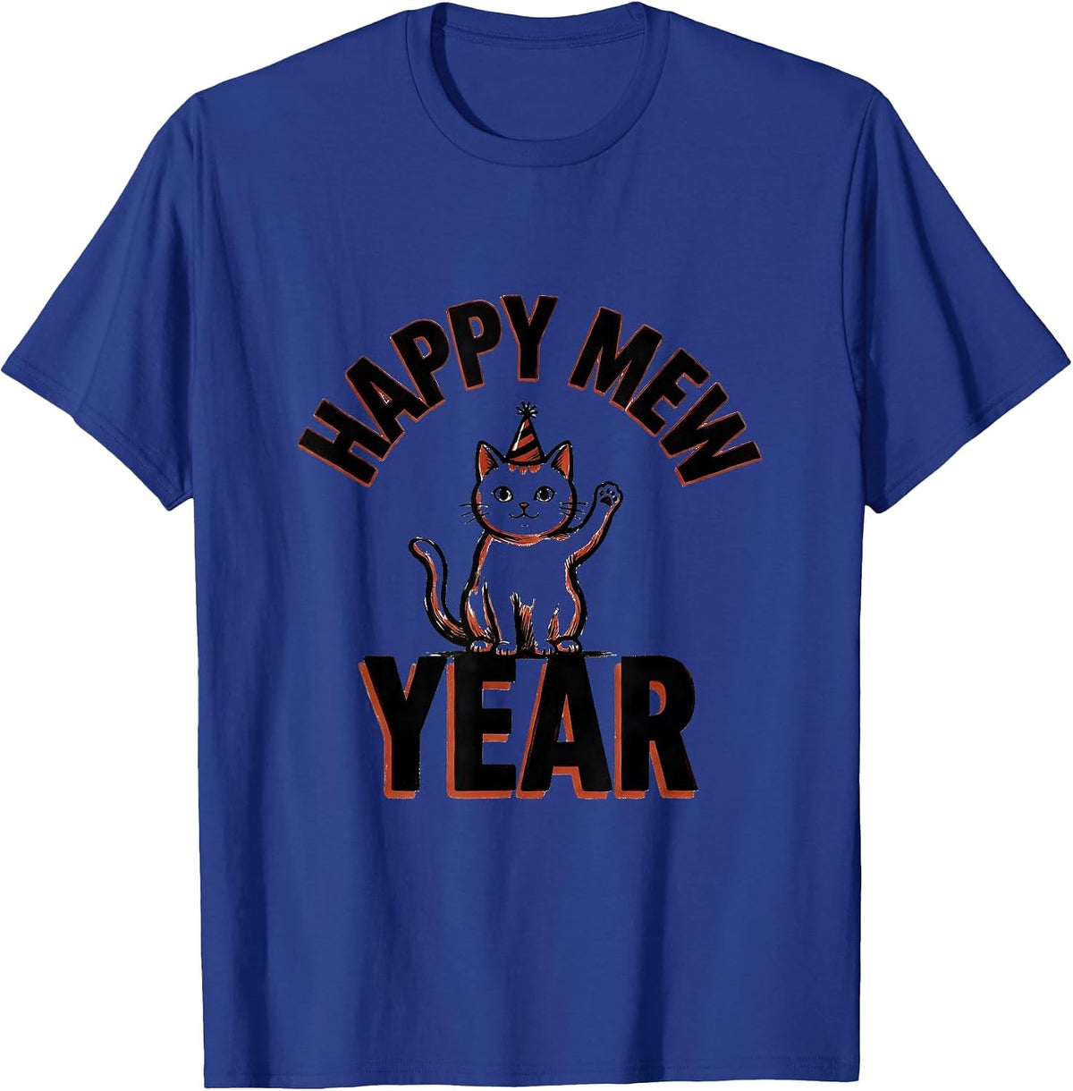 Happy Mew Year Funny Cat Lover New Year Party Gift T-Shirt - Royal Blue