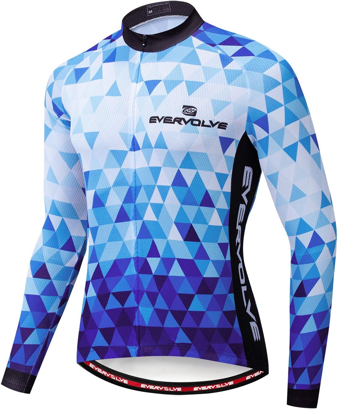 Evervolve Men's Long Sleeve Cycling Jersey Soft Bicycle Jacket Biking Clothes - Triangle