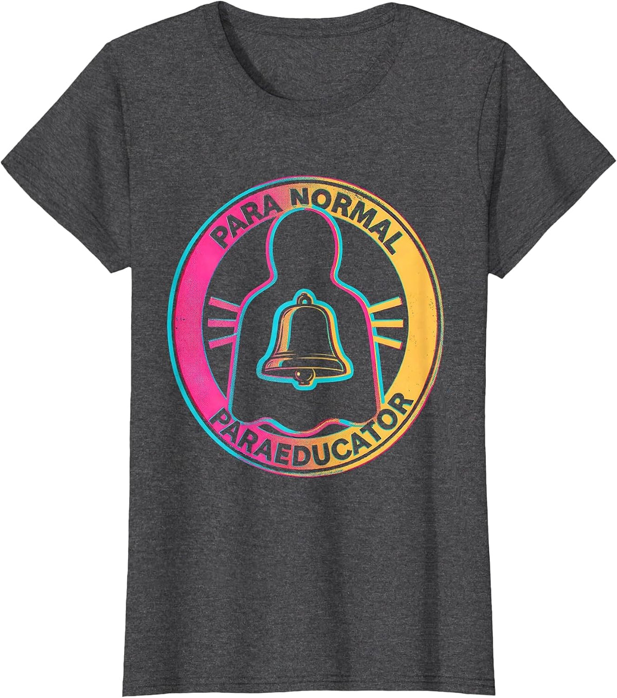 Women's Para Normal Paraeducator Risograph Ghost SPED Teacher T-Shirt - Dark Heather Grey