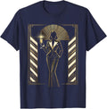 Elegant Tuxedo Champagne Glass Illustration T-Shirt - Navy Blue
