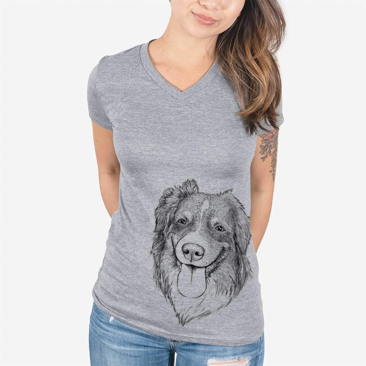 Bare Siena the Australian Shepherd Dog Triblend T-Shirt - size chart