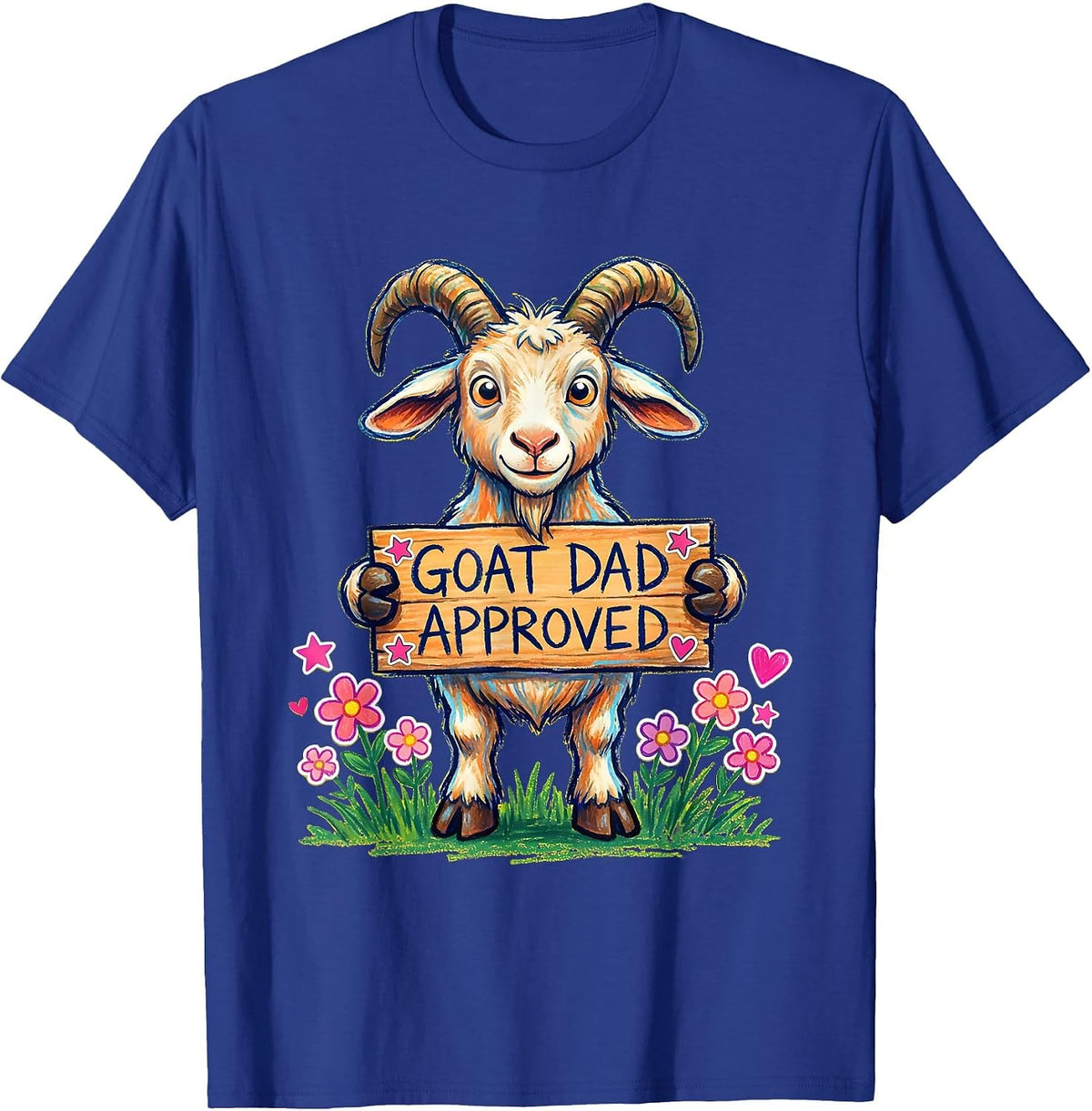 Men's Goat Dad Approved Funny Goat Lover Design T-Shirt - Royal Blue