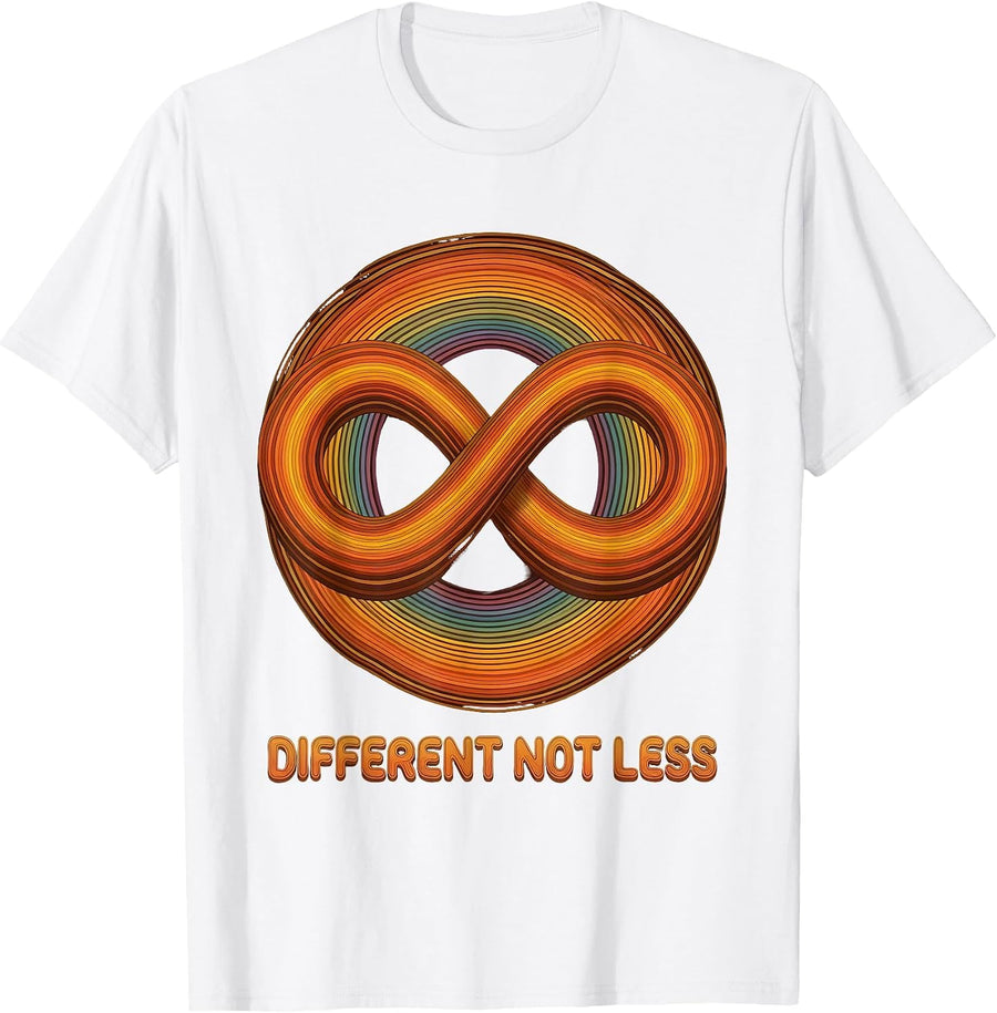 Different Not Less Autism Awareness Design T-Shirt, Men, White, XX-Large - As Pictured
