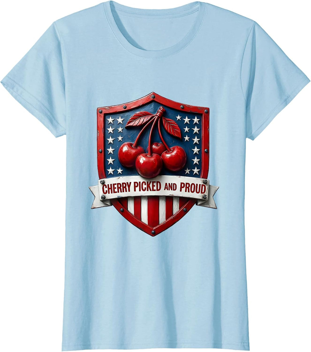 Cherry Picked and Proud Fruit Lover Design T-Shirt - Baby Blue