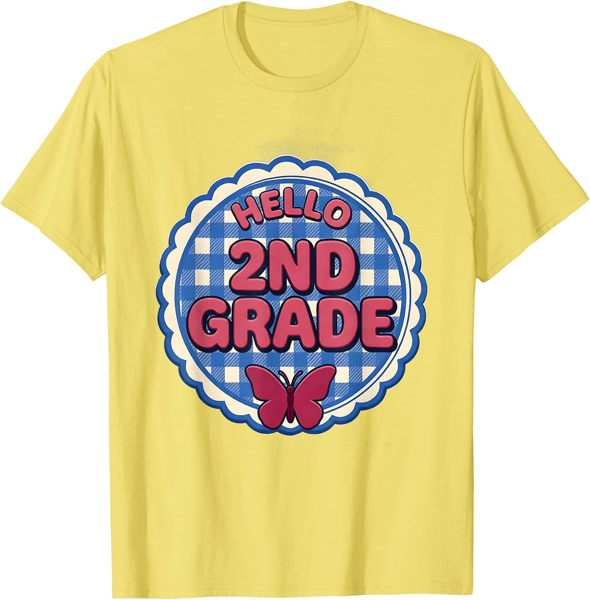 Men's Hello 2nd Grade Cute Coquette Bow Back to School Second T-Shirt - Lemon Yellow