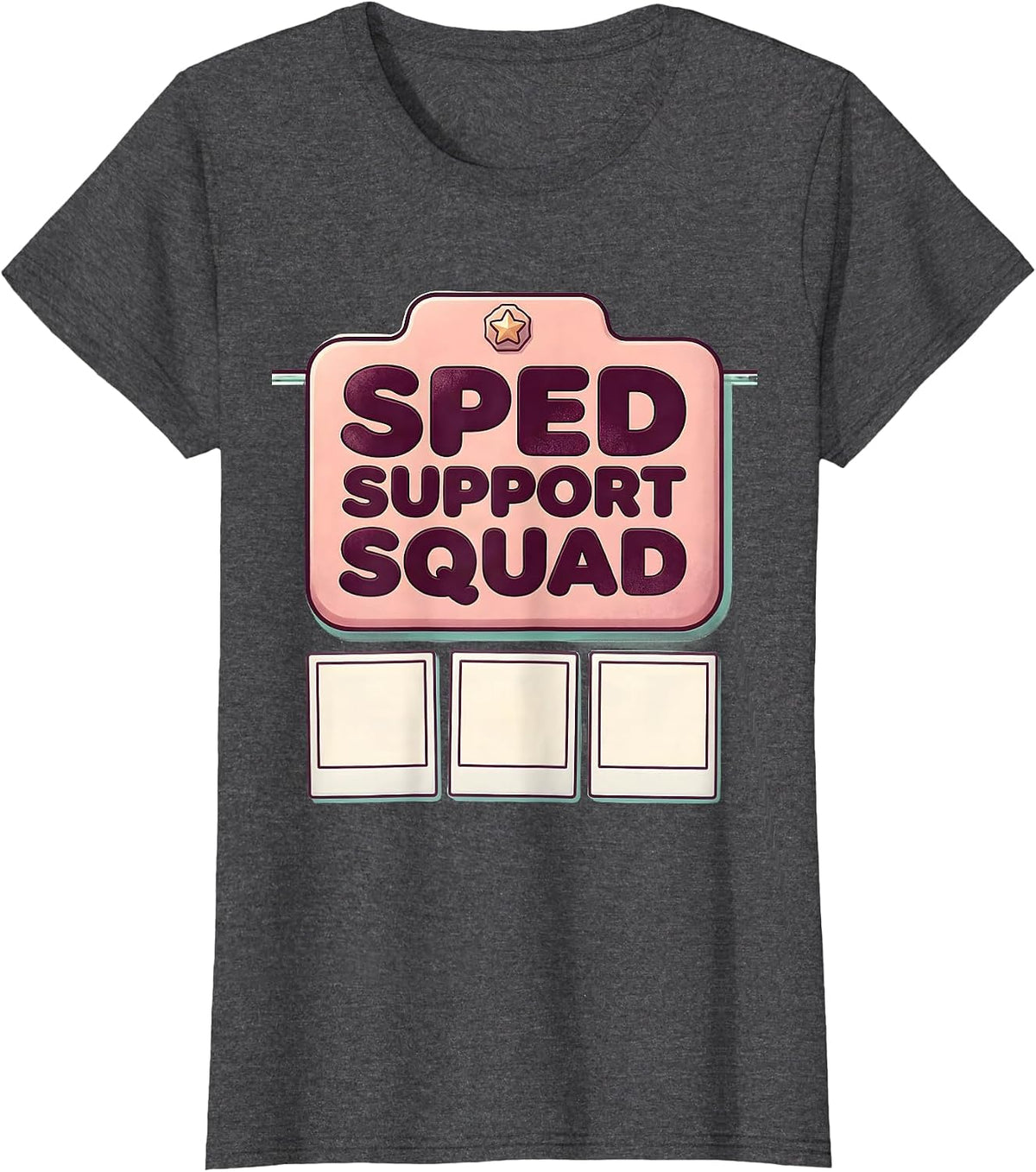 Women's SPED Support Squad Cute Kawaii Special Education Teacher T-Shirt - Dark Heather Grey