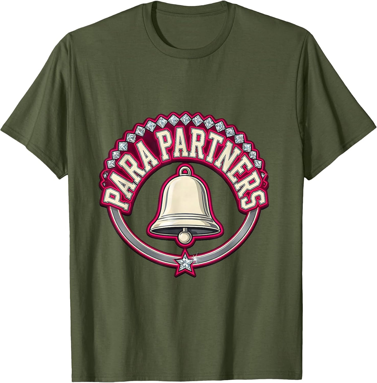 Para Partners Sparkle Varsity Collegiate Paraeducator T-Shirt - Olive Green