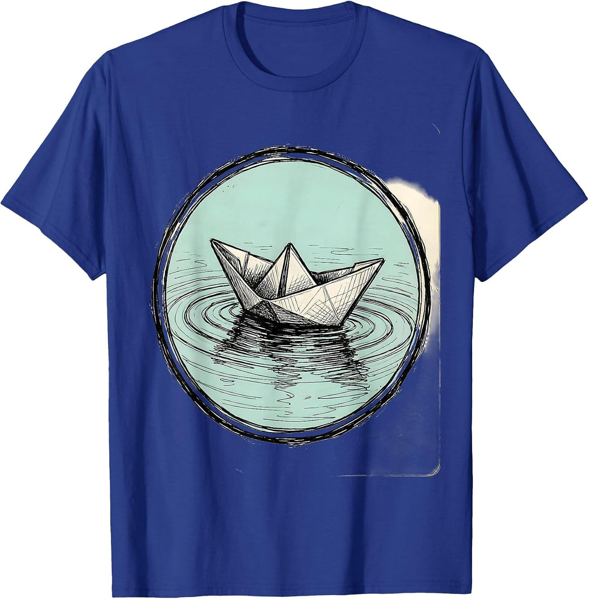 Men's Autism Awareness Paper Boat Reflective Water Design T-Shirt - Royal Blue