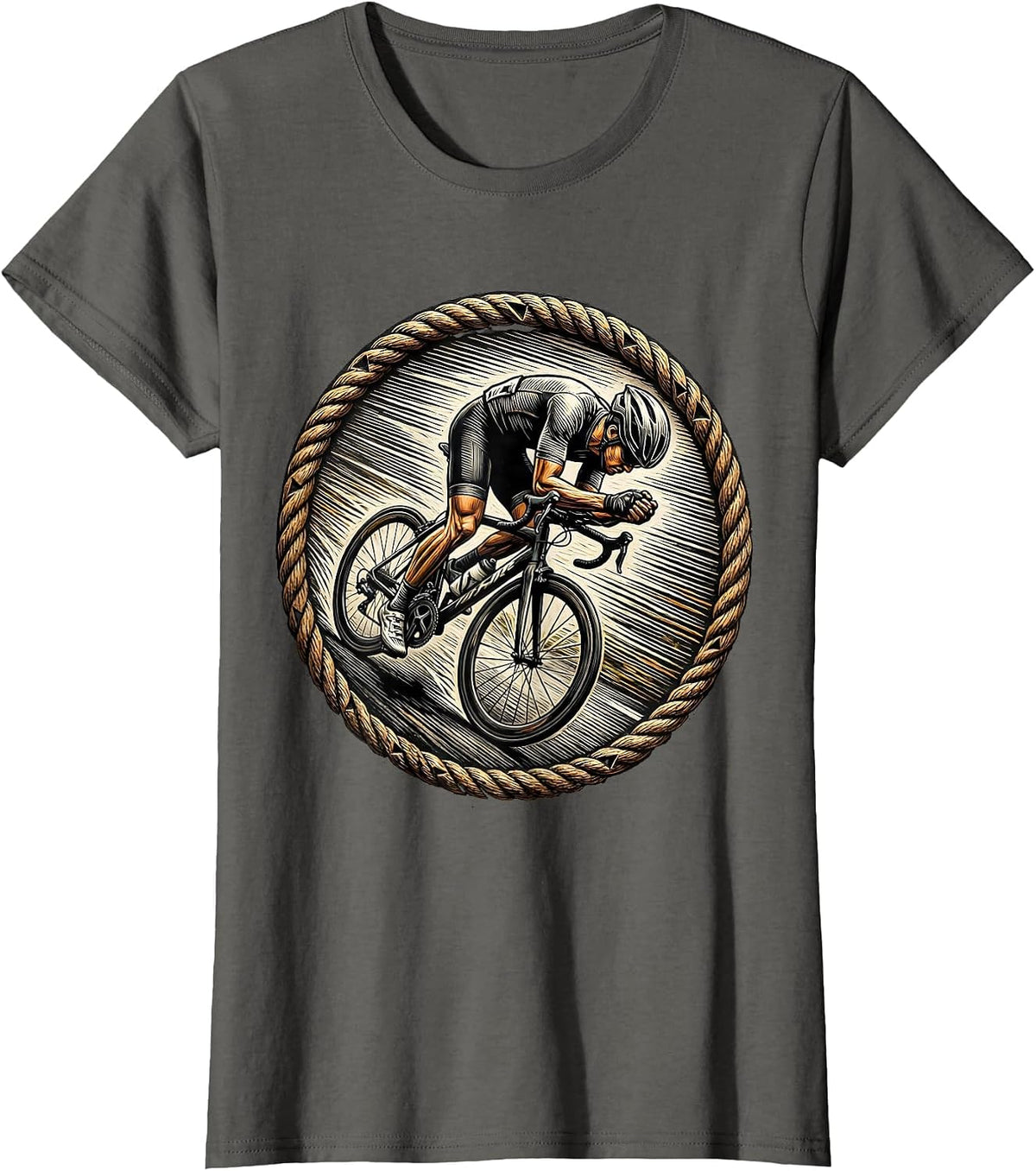 Women's Downhill Cyclist Speed Rush Graphic Tee T-Shirt - Asphalt Grey