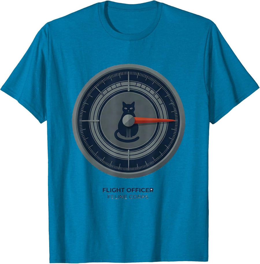 Flight Officer, Feline Corps Funny French Cat Francophile T-Shirt - Sapphire Blue