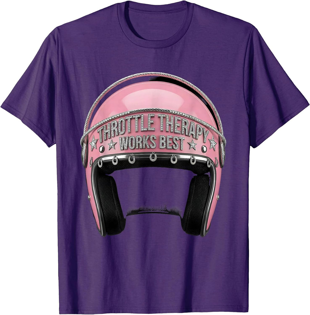 Men's Throttle Therapy Works Best Motorcycle Design T-Shirt - Purple