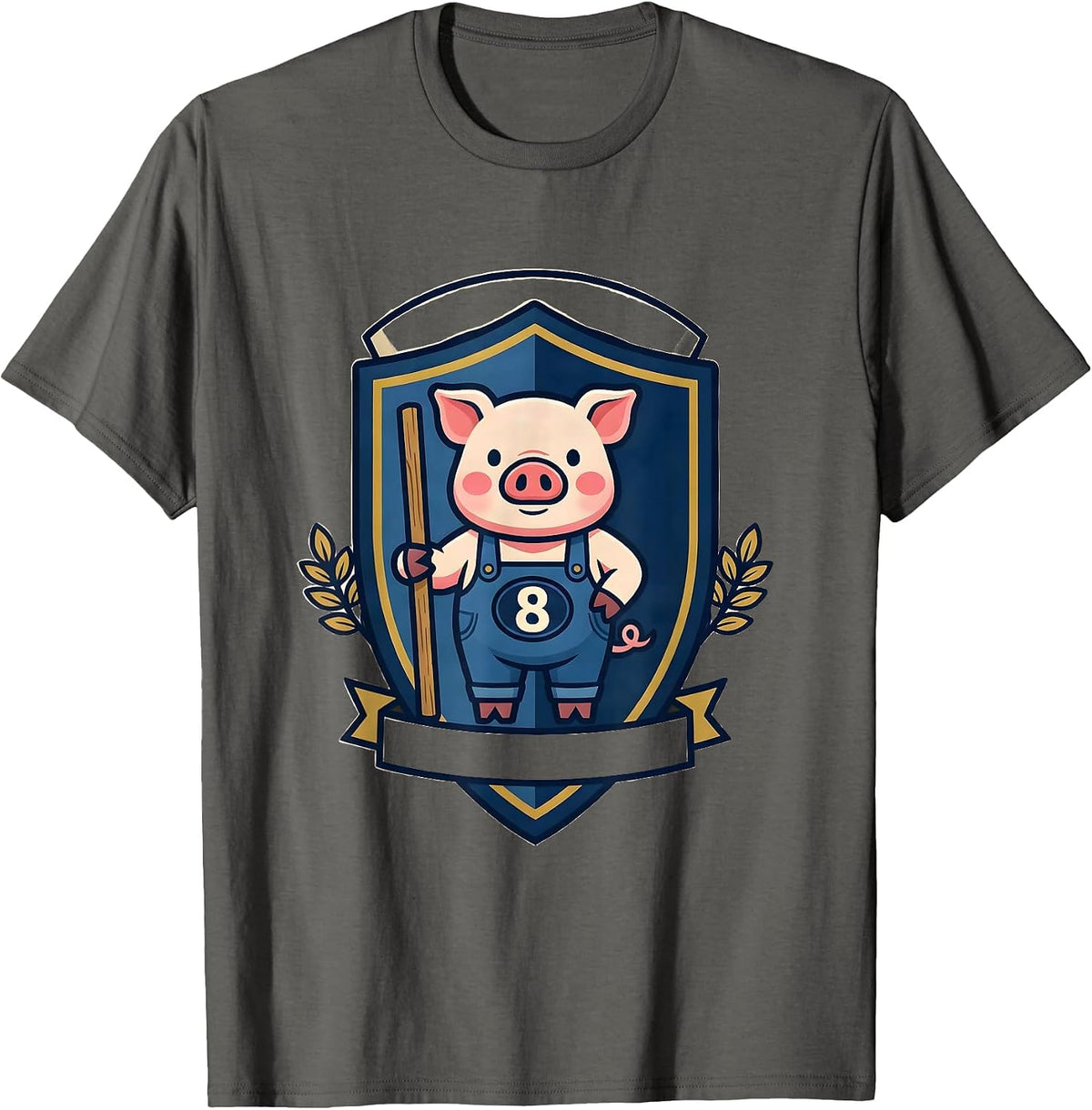 8 Funny Pig Lover Halloween Costume Novelty Humor T-Shirt - Asphalt Grey
