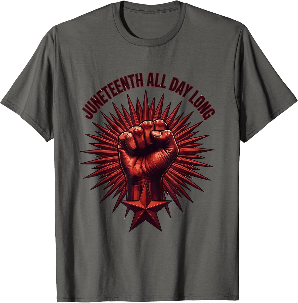 Juneteenth All Day Long Freedom Celebration T-Shirt - Asphalt Grey