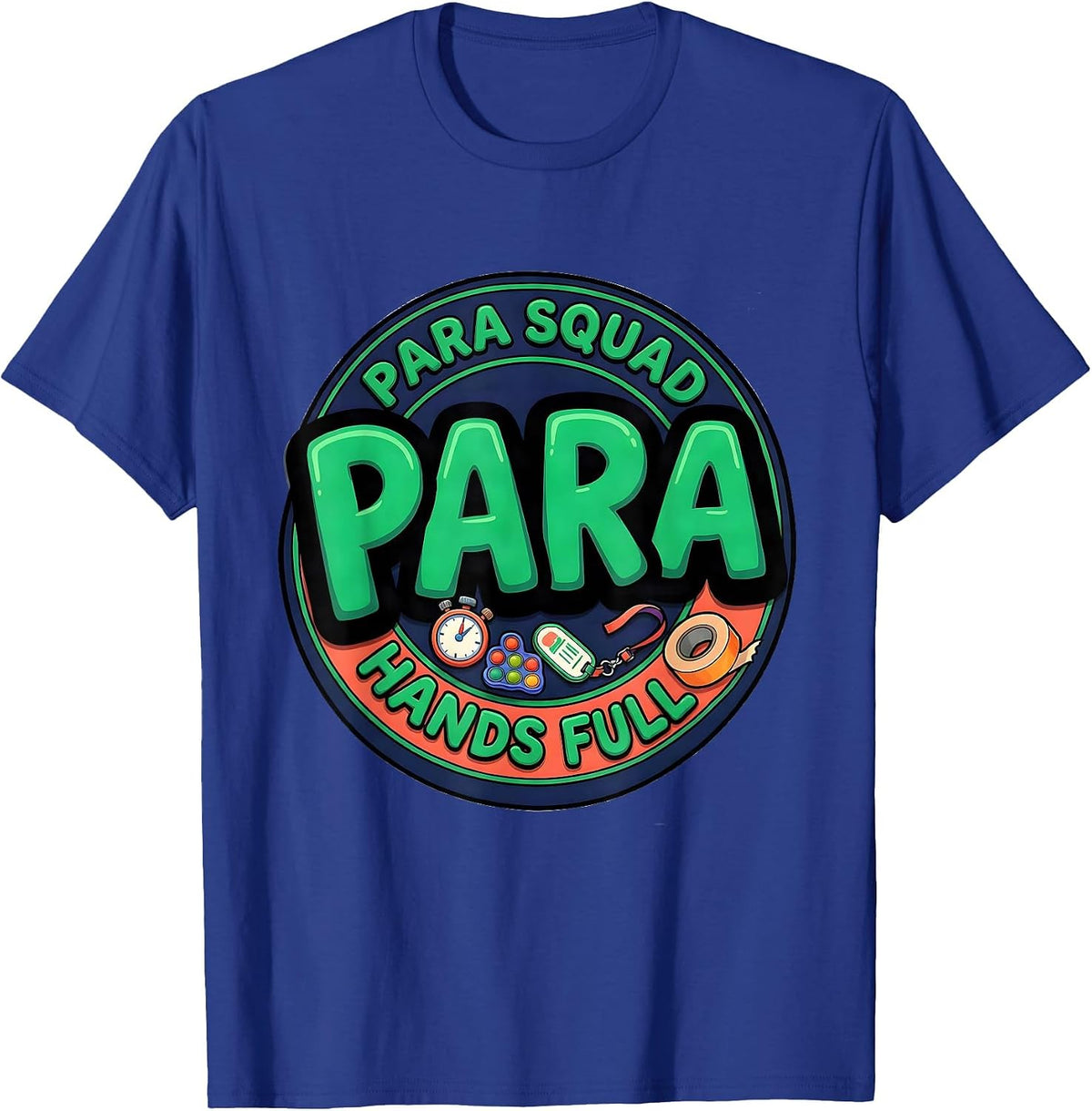Men's Para Squad Hands Full Bold Cartoon Back To School T-Shirt - Royal Blue