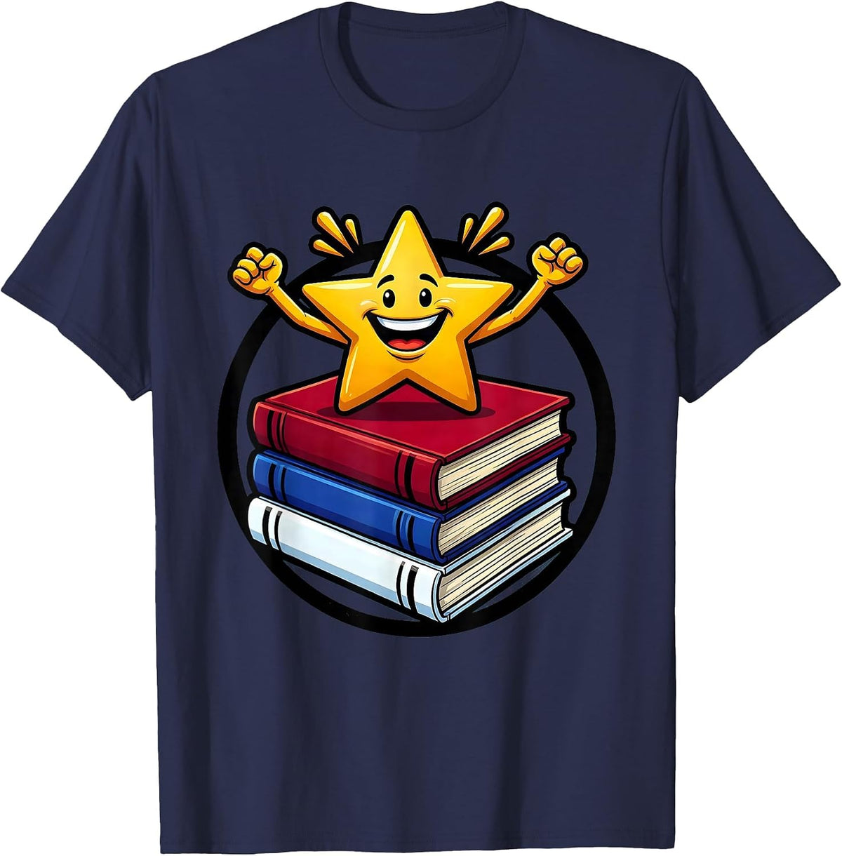 Men's Special Education Teacher Star Books Graphic T-Shirt - Navy Blue