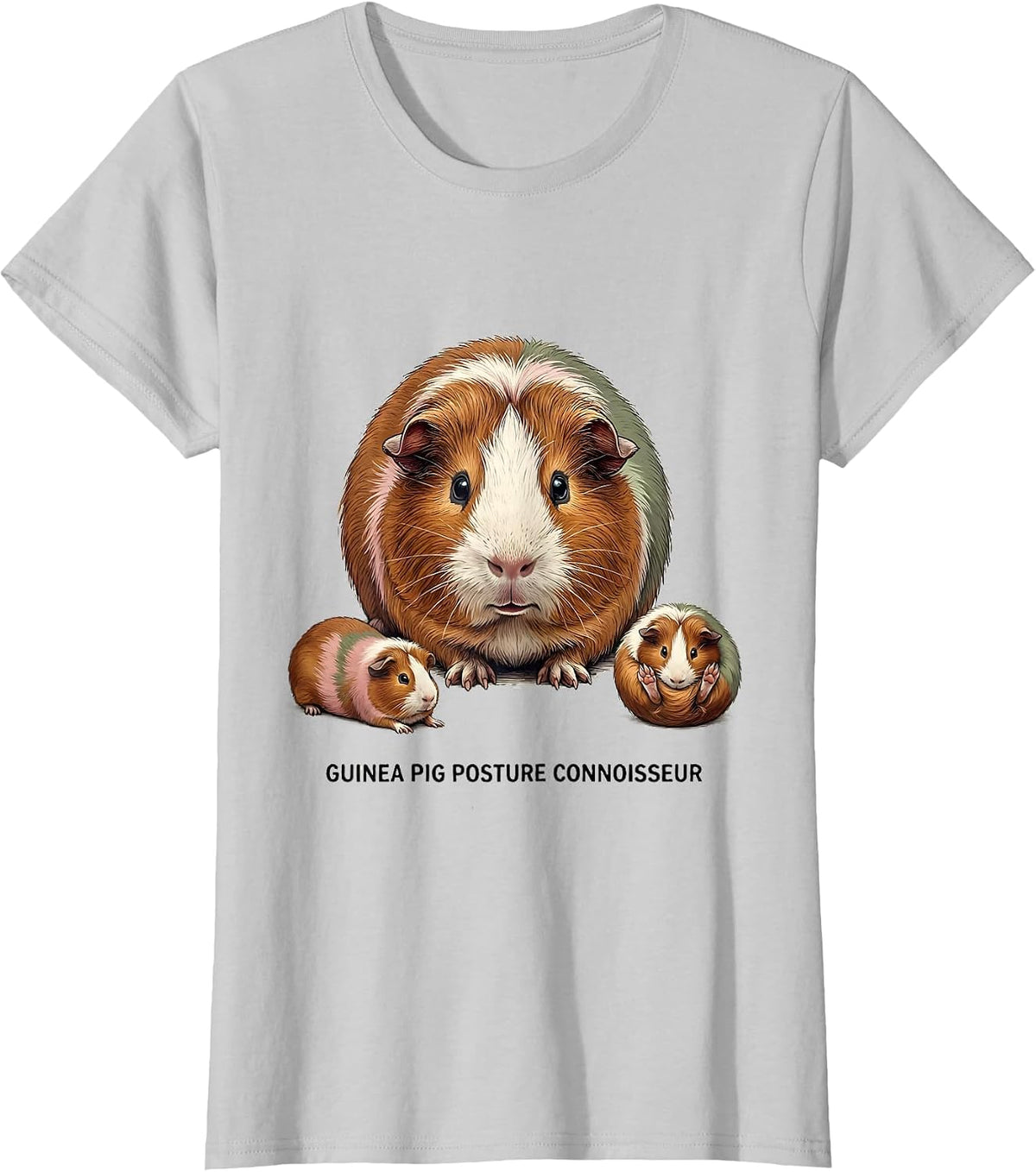 Women's Guinea Pig Posture Connoisseur Funny Cavy Lover Gift T-Shirt - Silver Grey