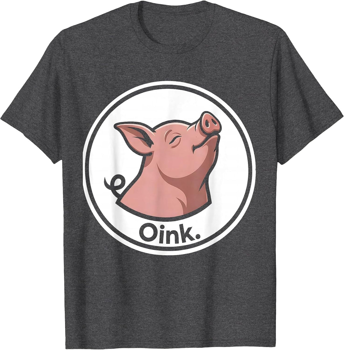 Men's Oink Funny Pig Farm Animal Lover Cute Whimsical Gift T-Shirt - Dark Heather Grey