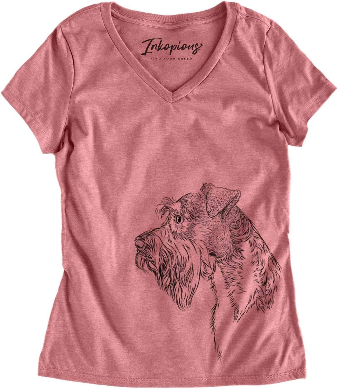 Inkopious Mini Schnauzer Profile Triblend T-Shirt - Dusty Rose V-neck