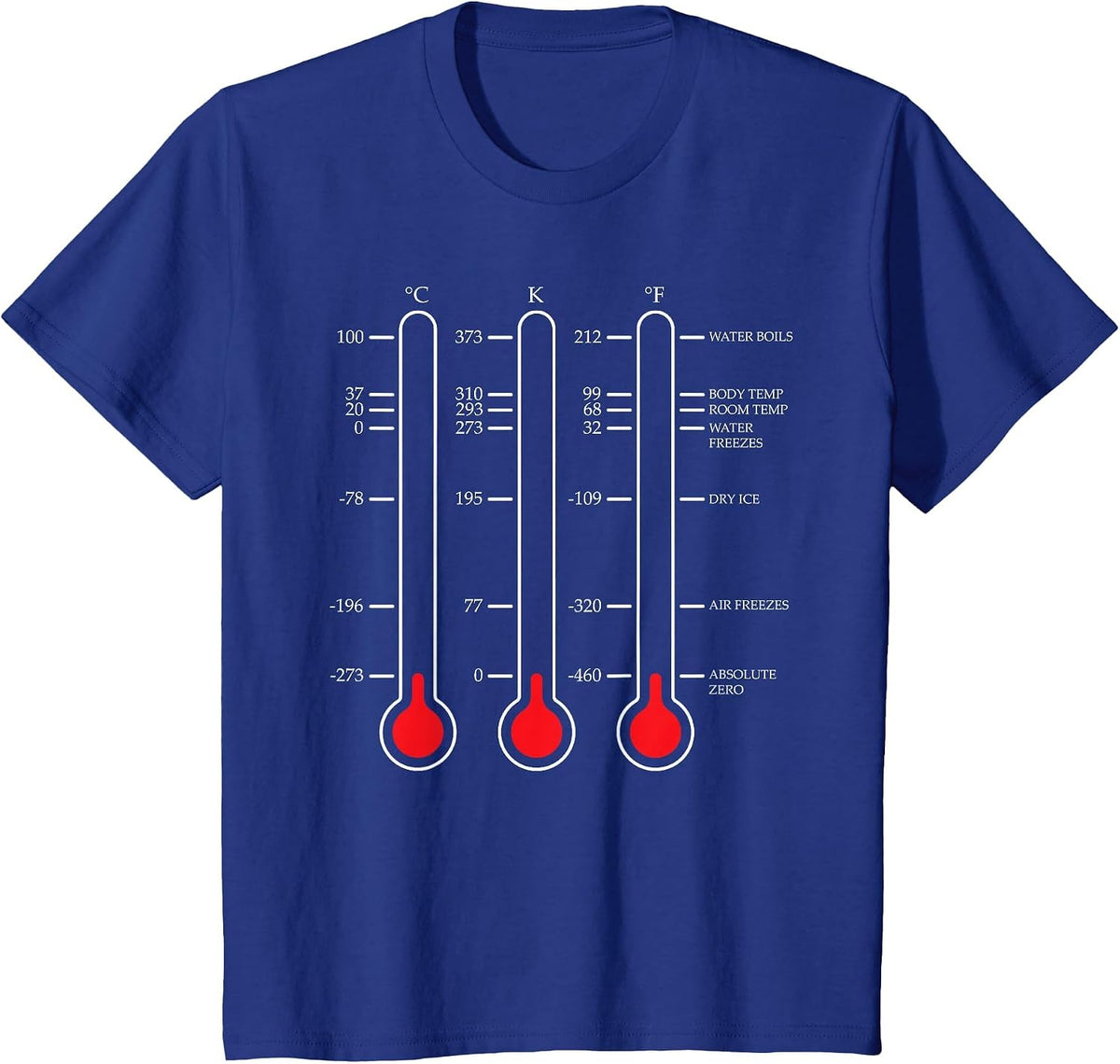 Absolute Temperature Zero Science Celsius Kelvin T-Shirt - Royal Blue