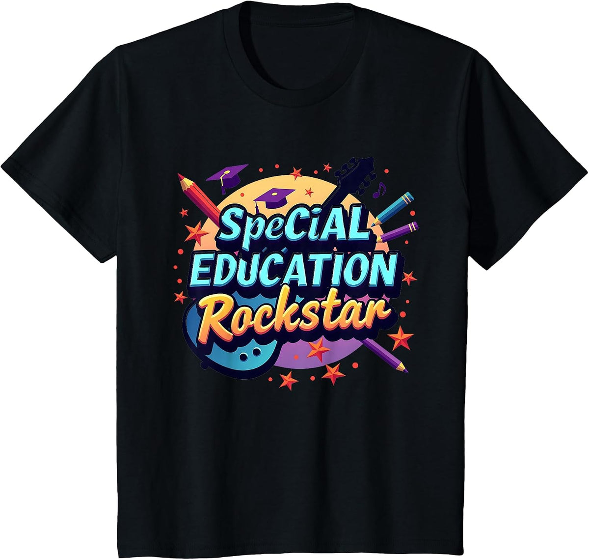 Special Education Rockstar | SPED Teacher Gift T-Shirt - Black