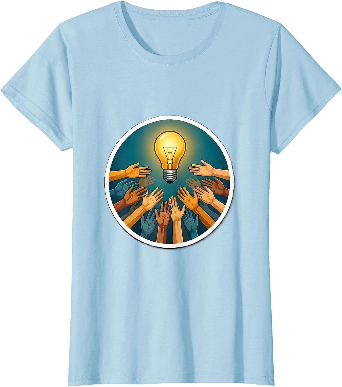 Women's Celebrate Minds of All Kinds Diversity Lightbulb T-Shirt - Baby Blue